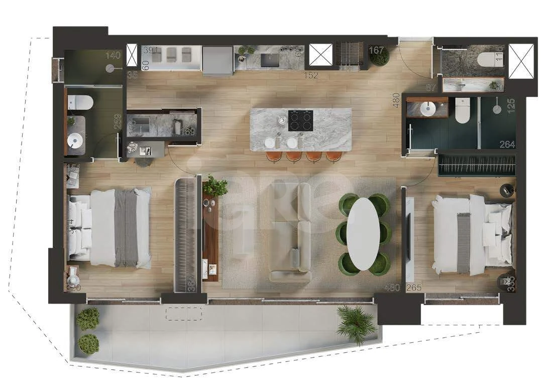 Planta — Apartamento 82,33 m²