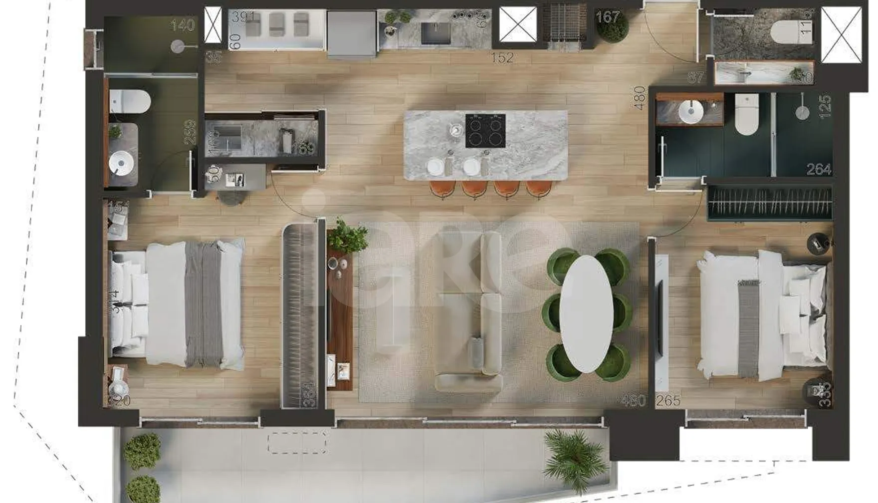 Planta — Apartamento 82,33 m²