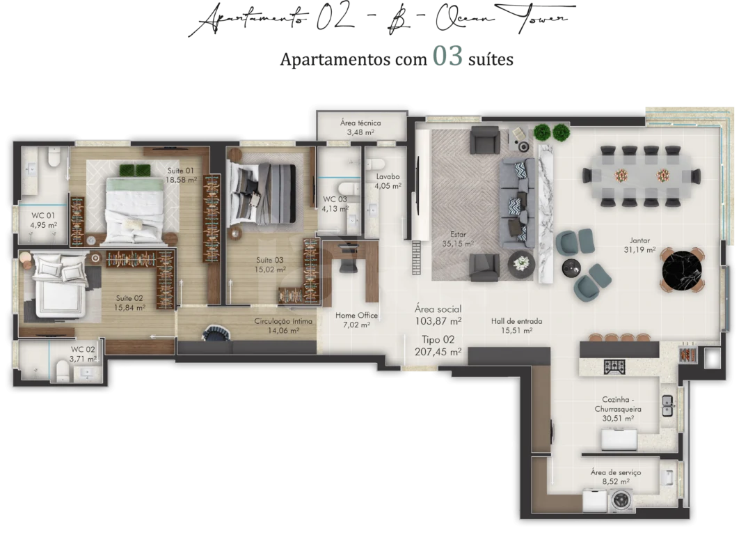 Planta — Apartamento 212,83 m²