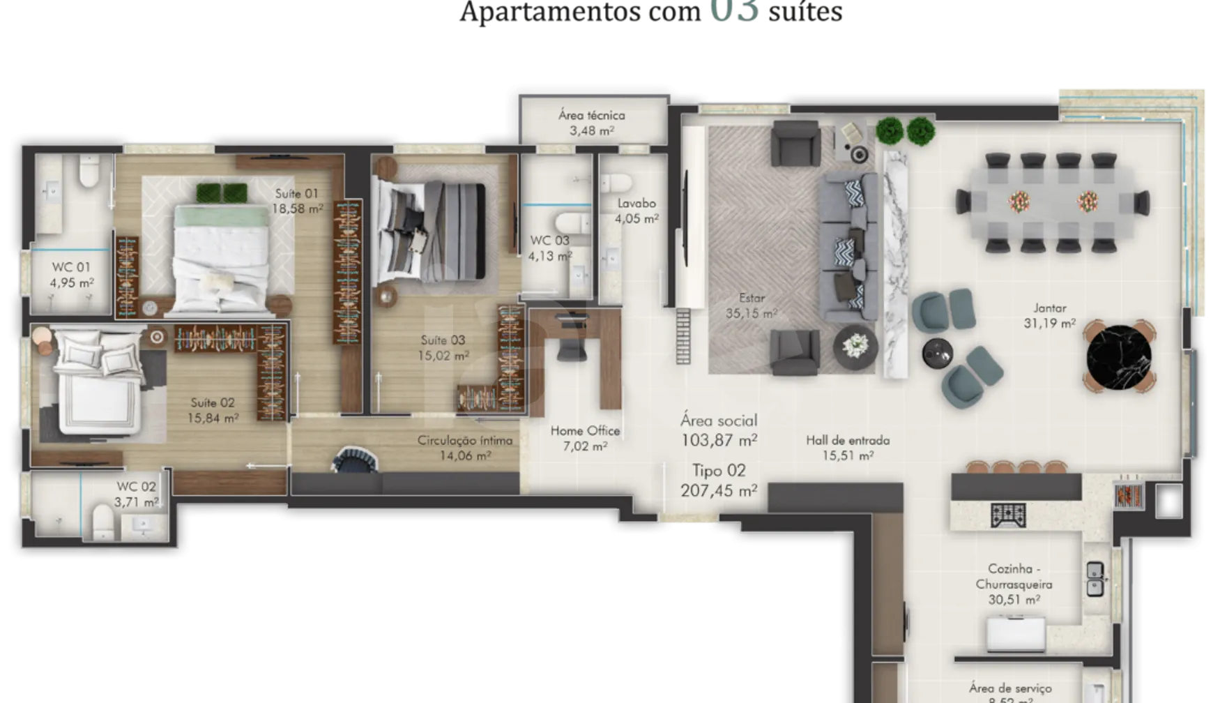 Planta — Apartamento 212,83 m²