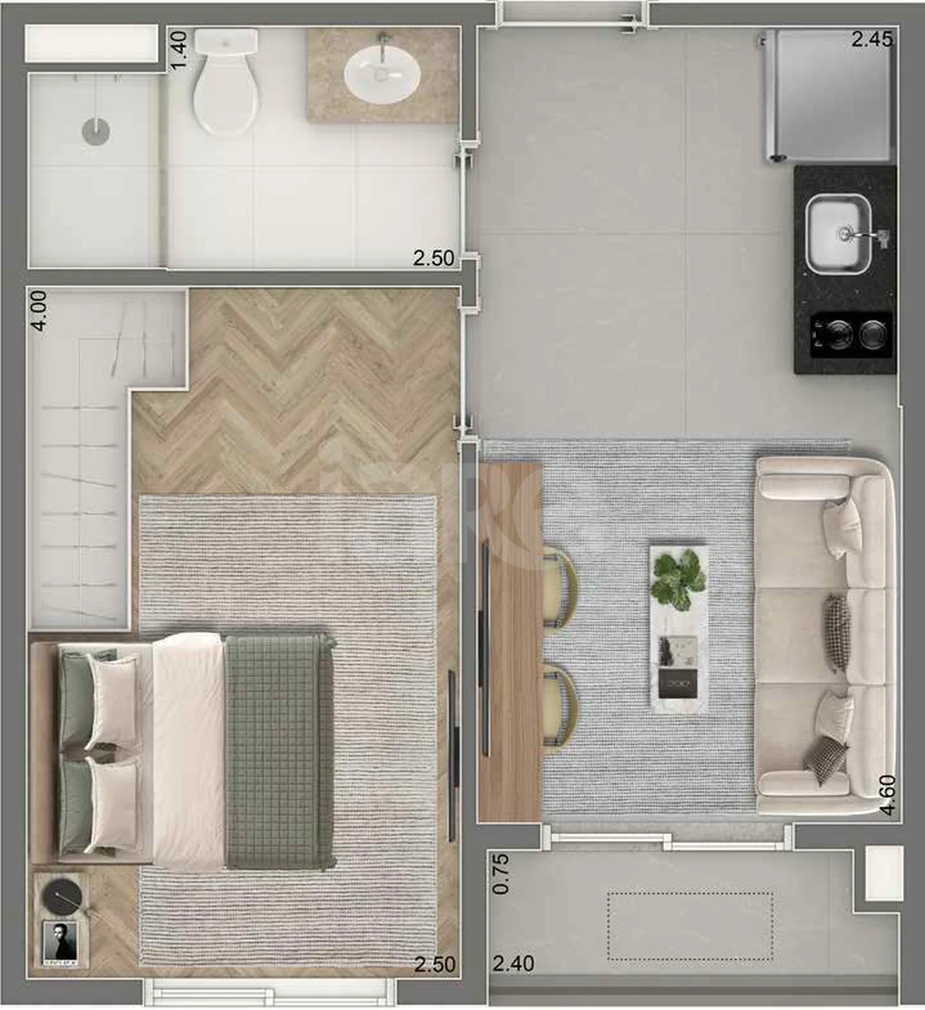 Planta — Apartamento 30 m²