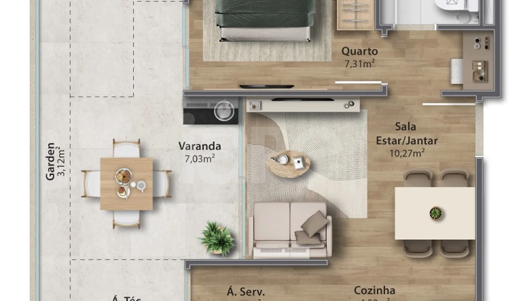 Planta — Garden 47,57 m²