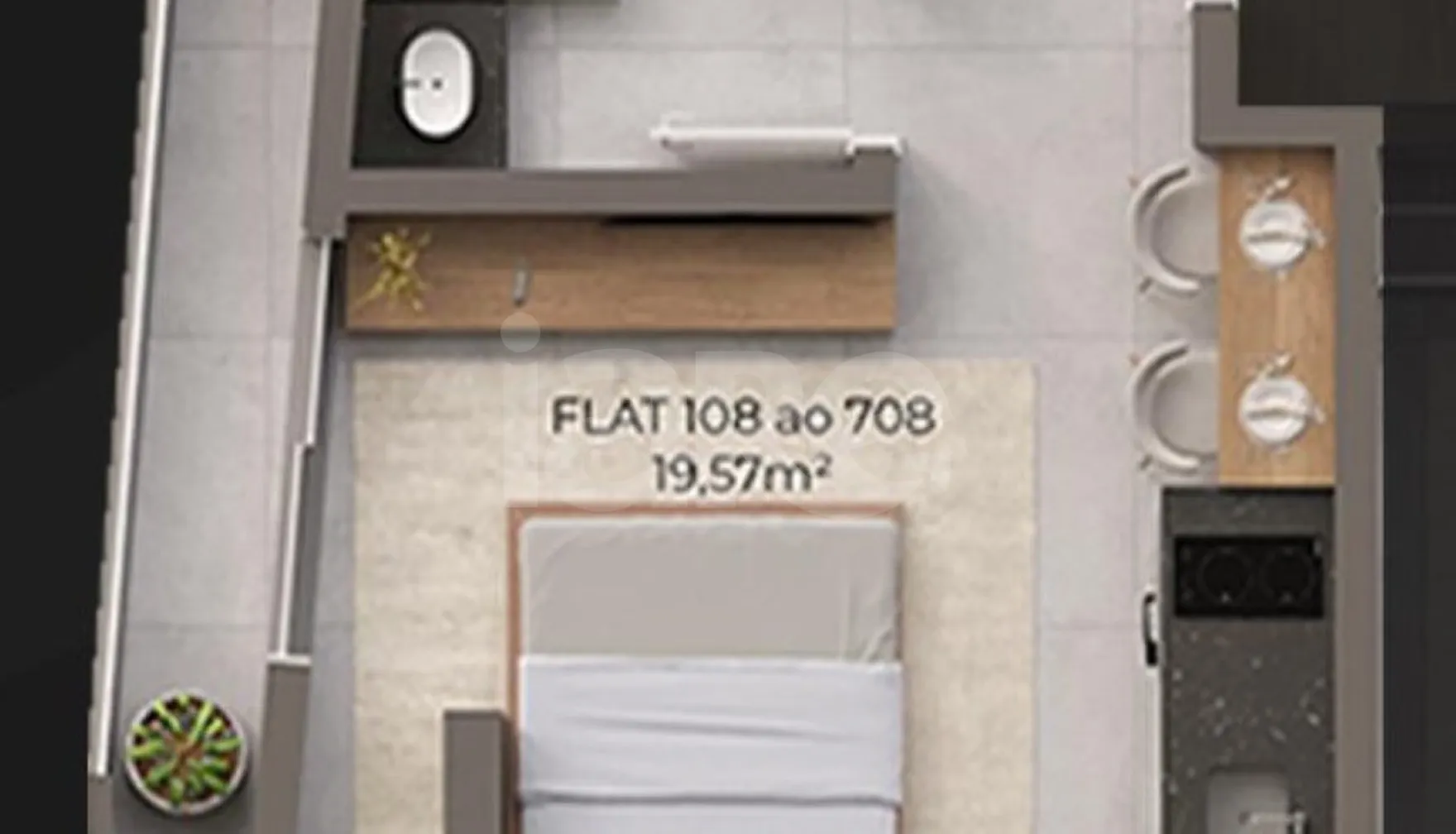 Planta — Studio 16,74 m²