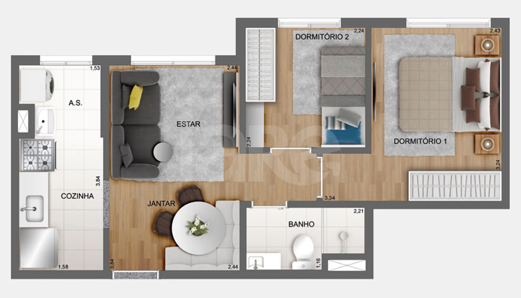 Planta — Apartamento 38,6 m²