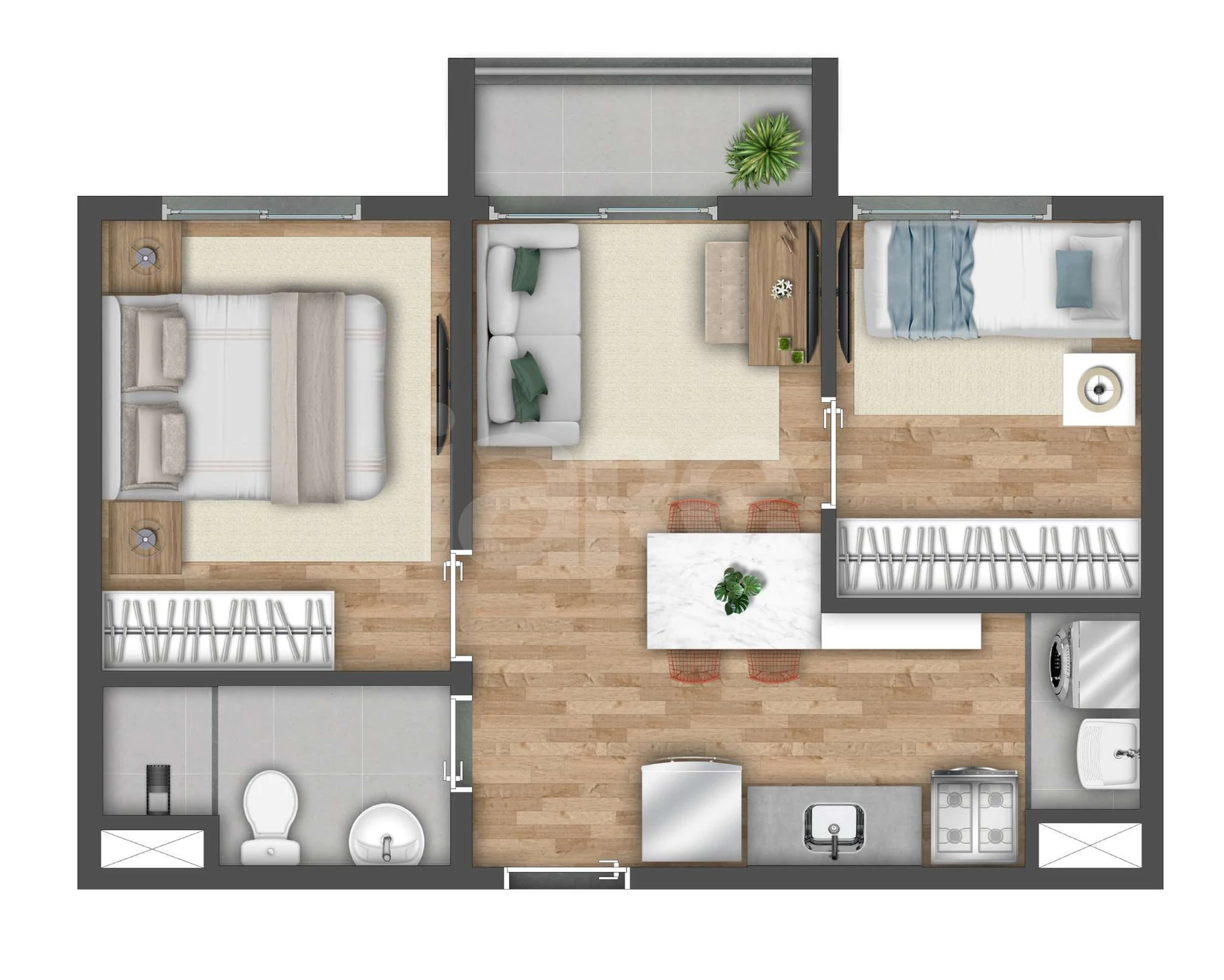 Planta — Apartamento 37,01 m²