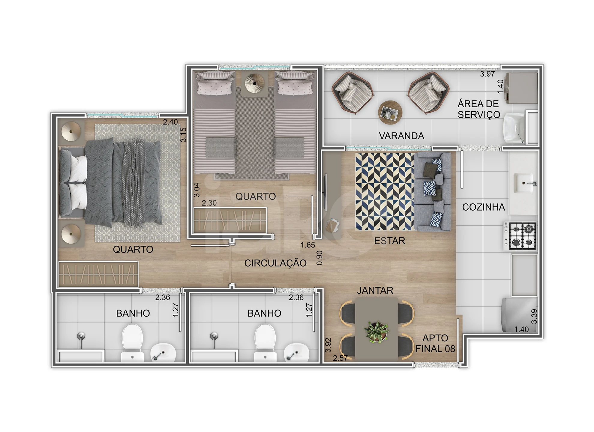 Planta — Apartamento 47,99 m²