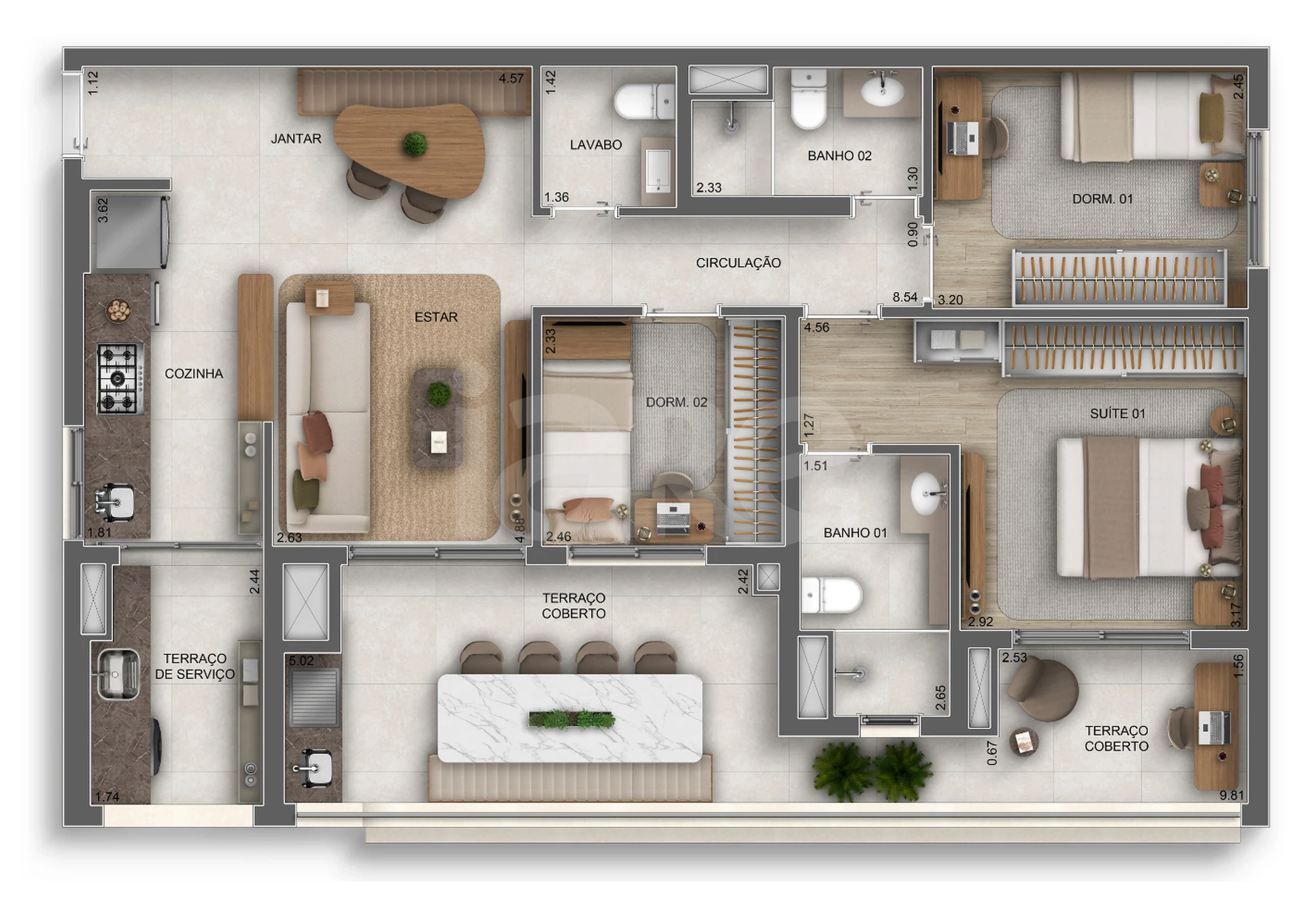 Planta — Apartamento 95 m²