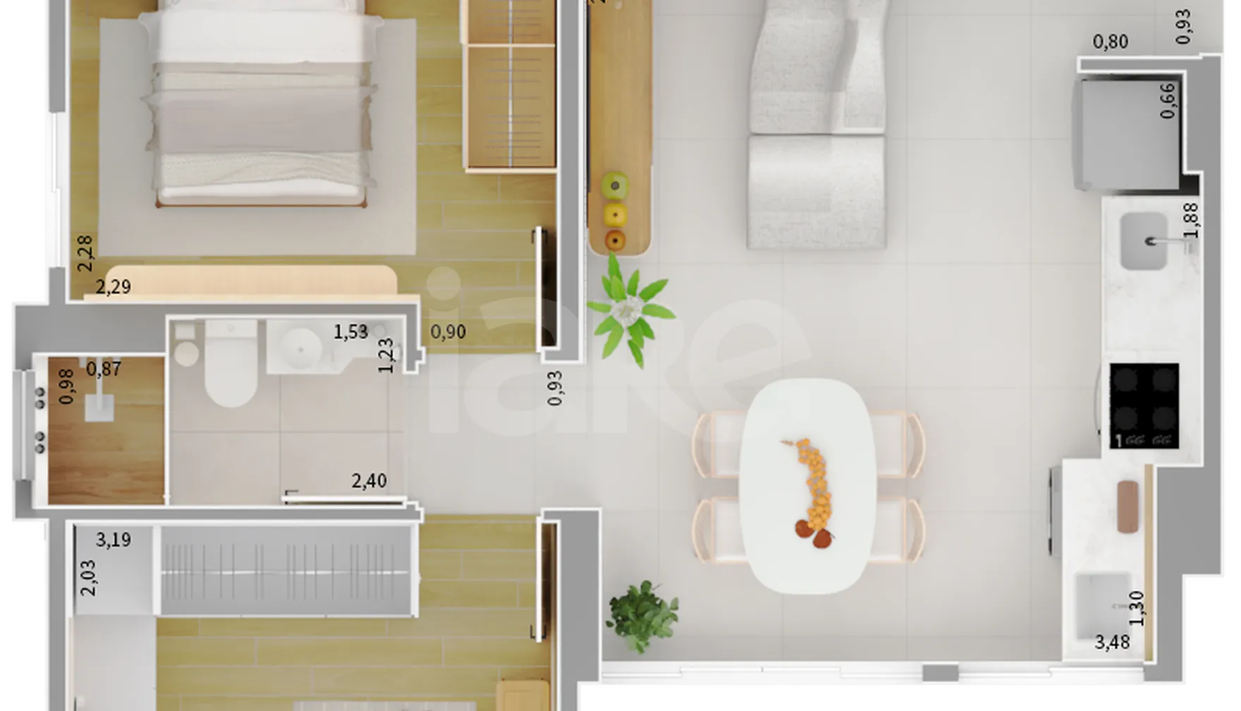 Planta — Apartamento 44,83 m²