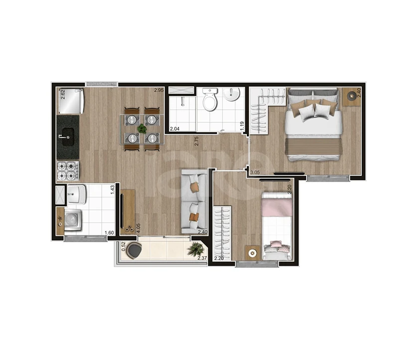 Planta — Apartamento 37,27 m²