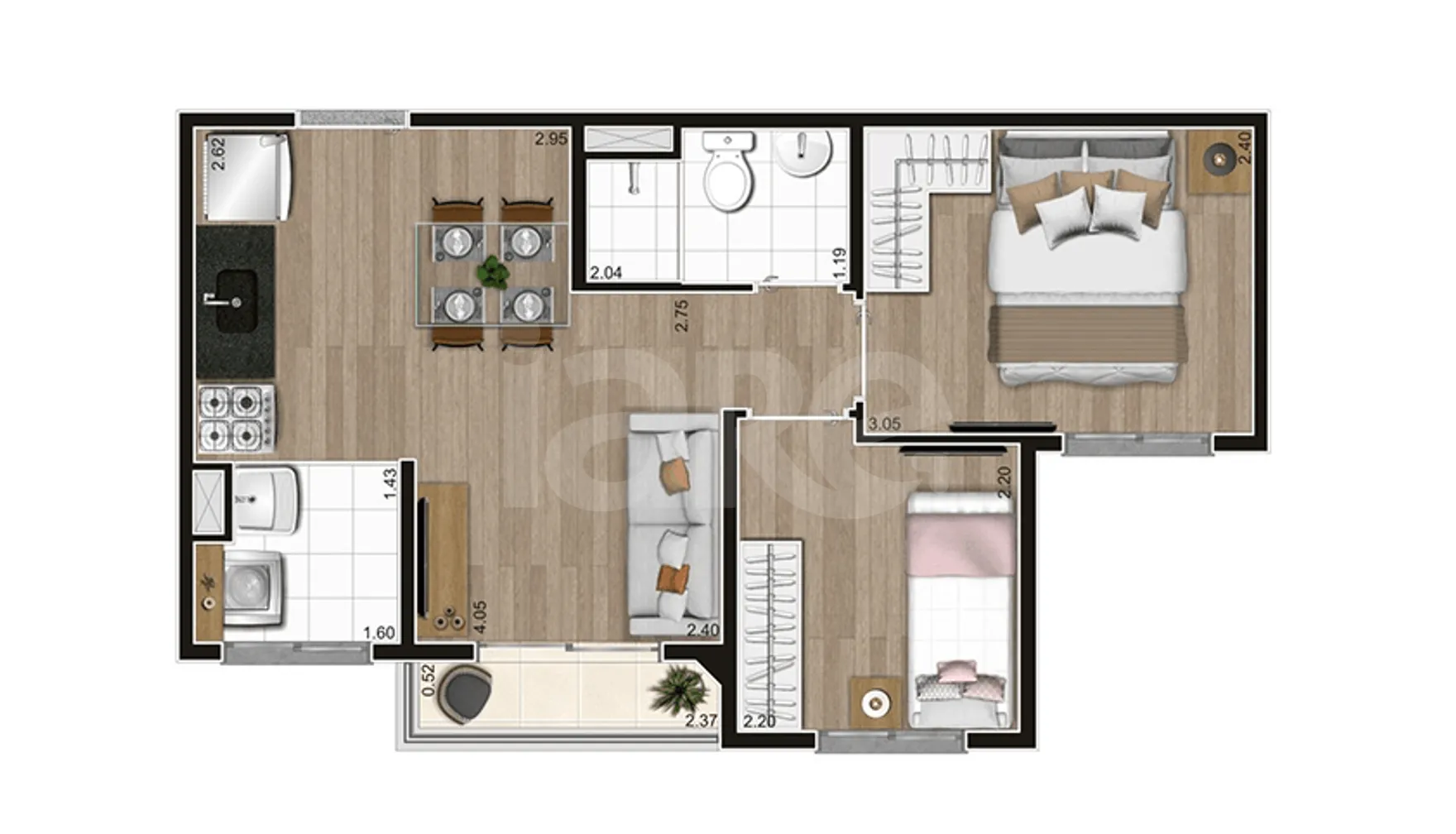 Planta — Apartamento 37,27 m²