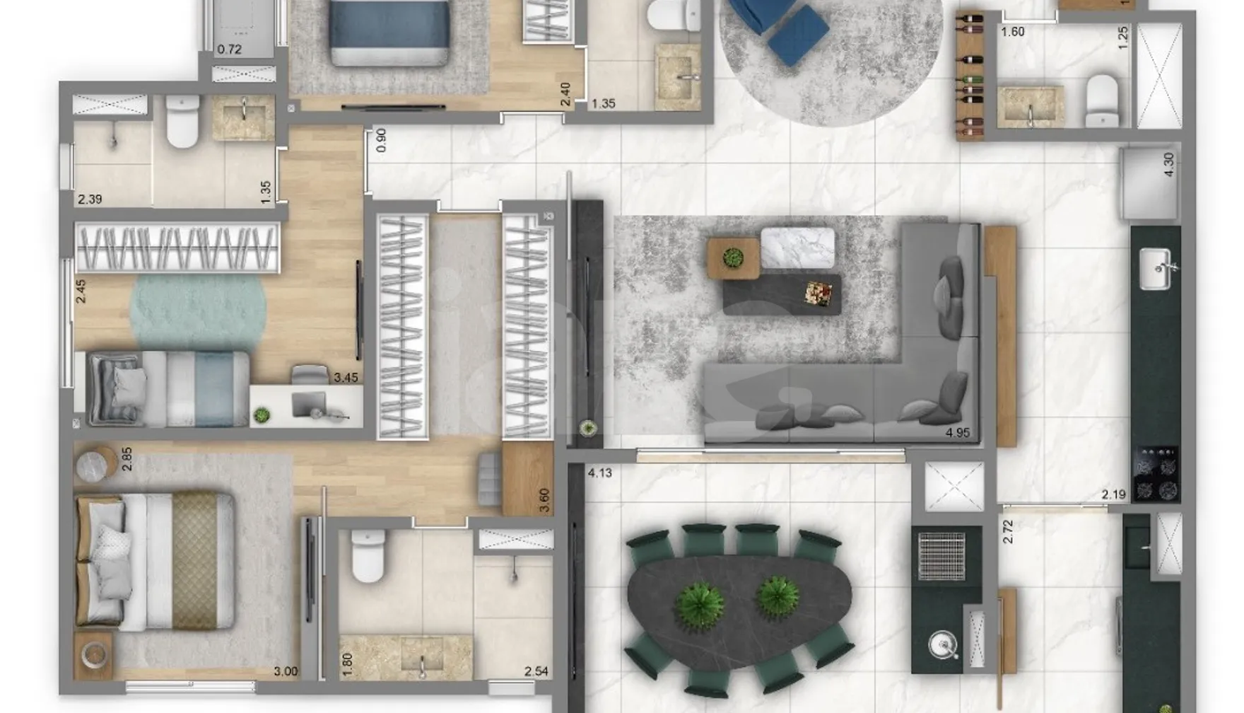 Planta — Apartamento 125,4 m²