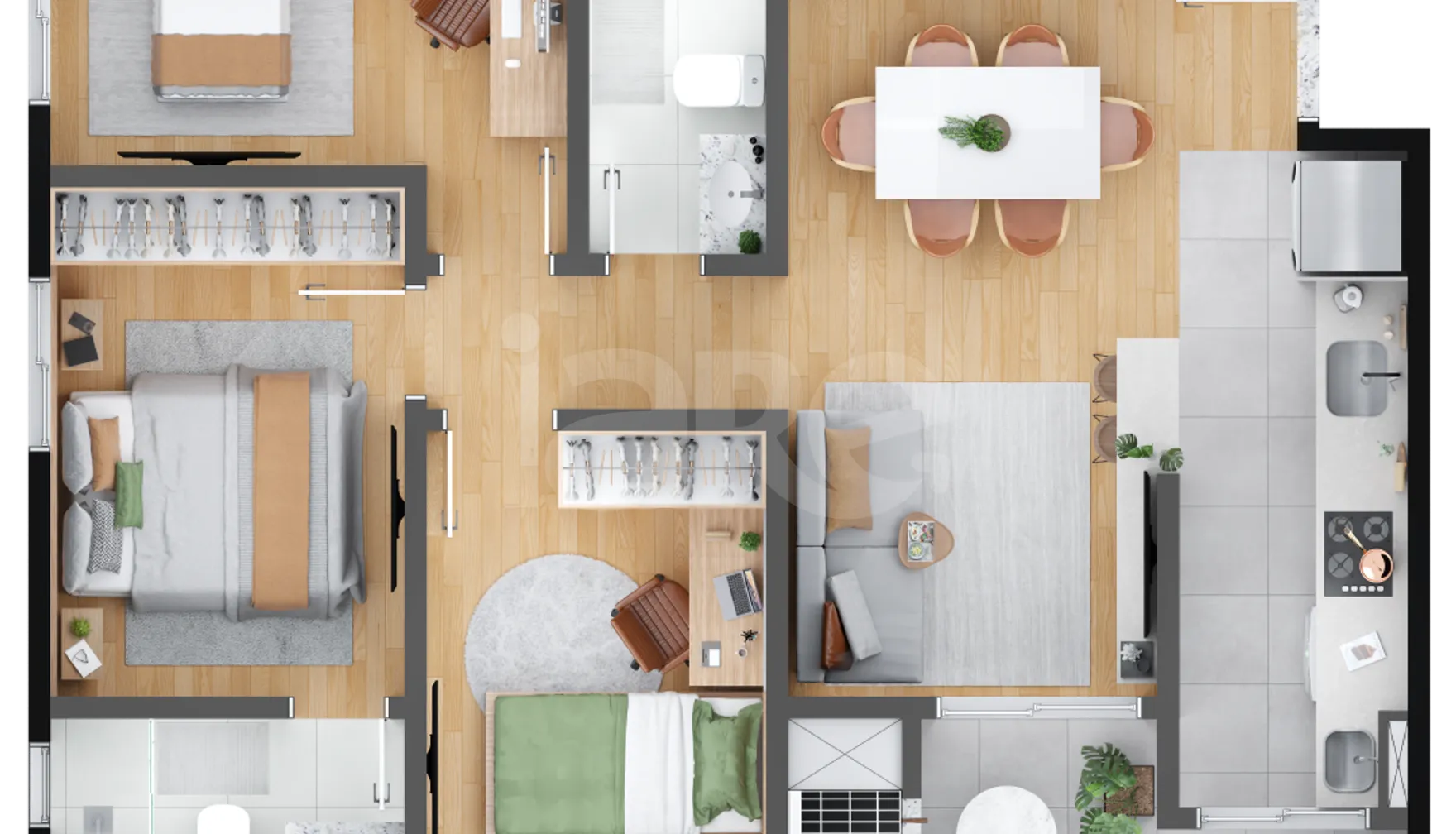 Planta — Apartamento 63,8 m²