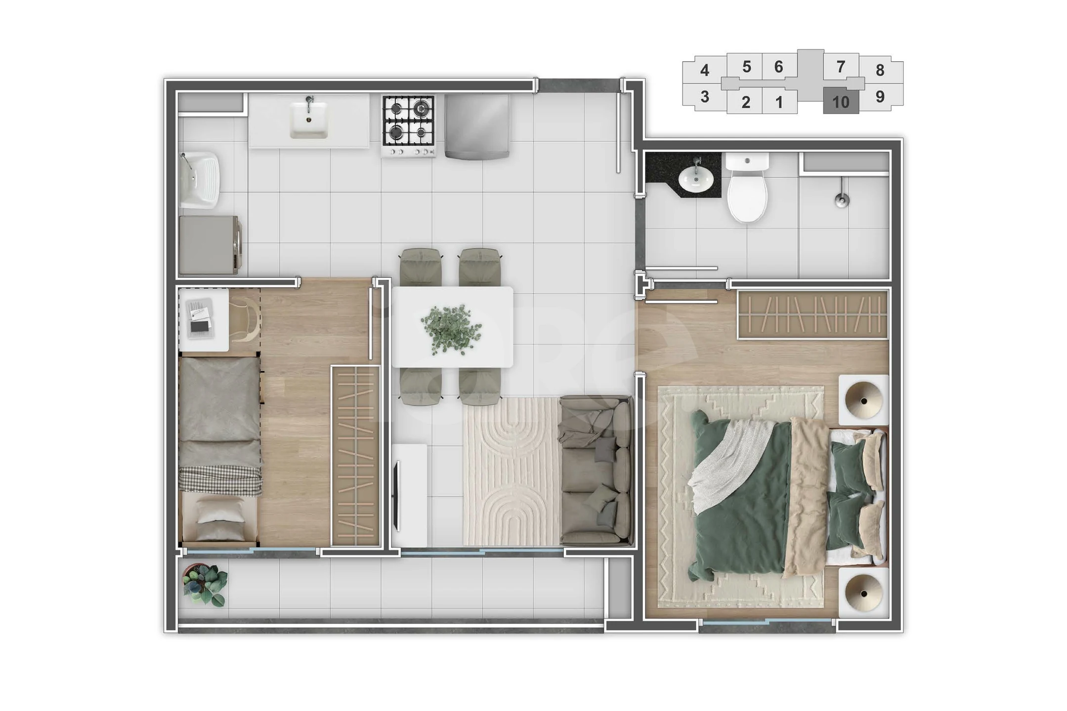 Planta — Apartamento 37,96 m²