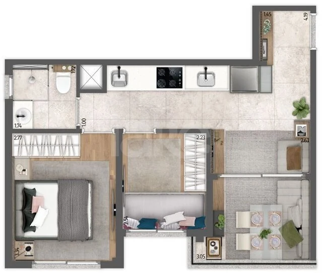 Planta — Apartamento 39,51 m²