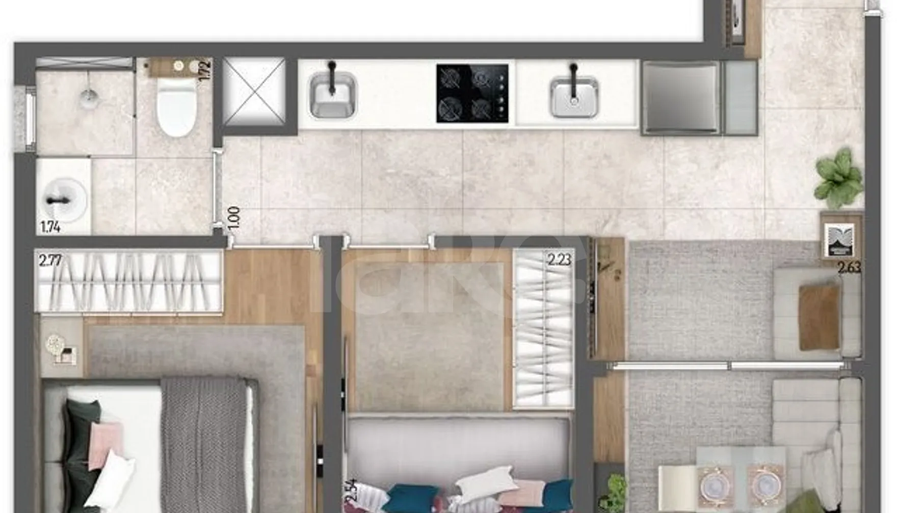 Planta — Apartamento 39,51 m²