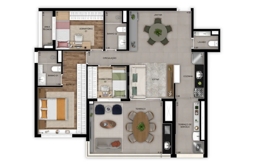 Planta — Apartamento 102 m²