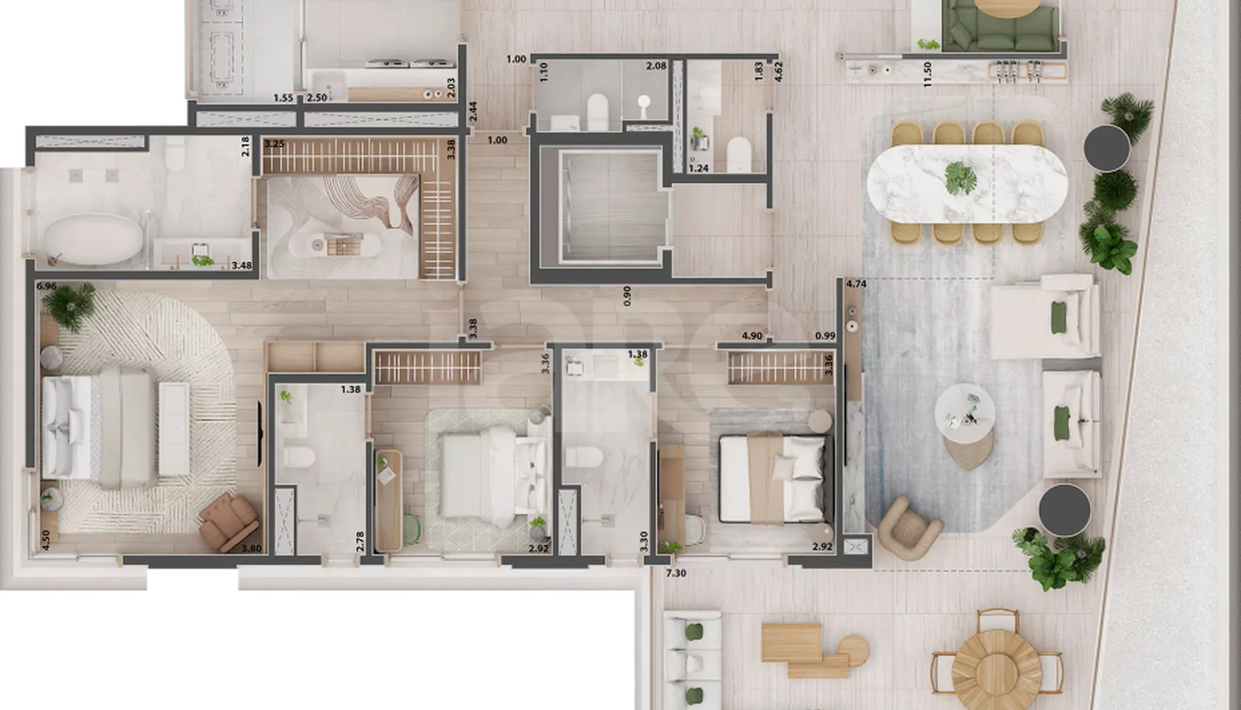Planta — Apartamento 192,22 m²