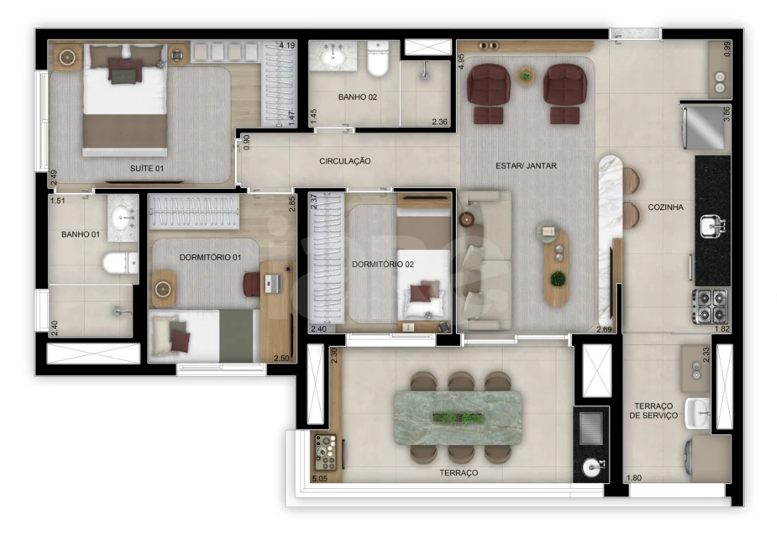 Planta — Apartamento 83 m²