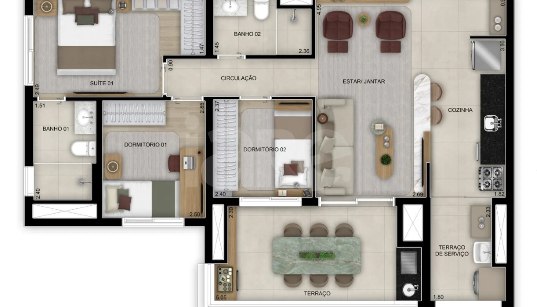 Planta — Apartamento 83 m²