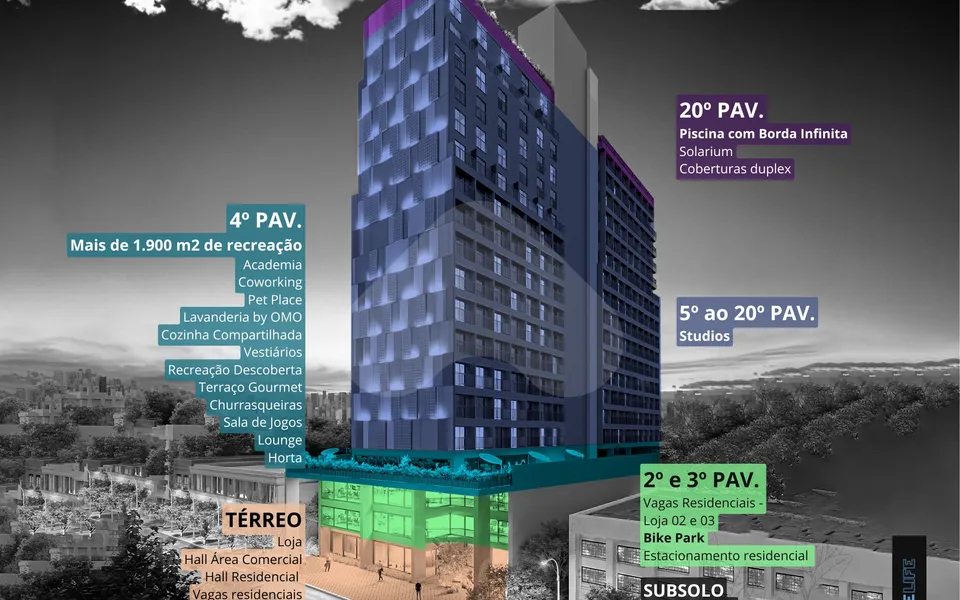 One Life - Studio com 17,59 m², em Portão — foto 5