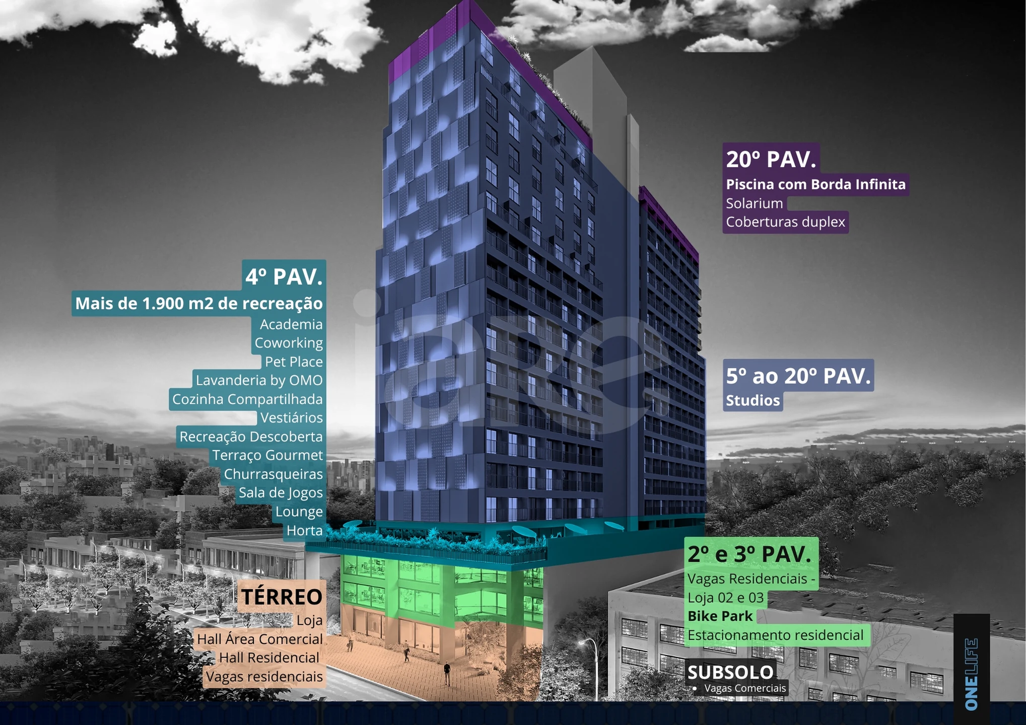 One Life - Studio com 17,59 m², em Portão — foto 5