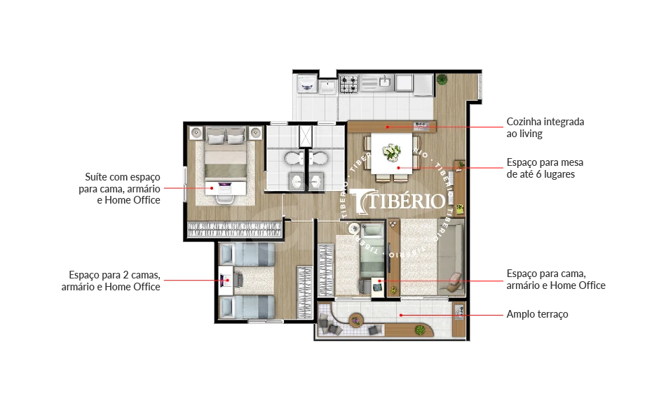 Planta — Apartamento 76,44 m²