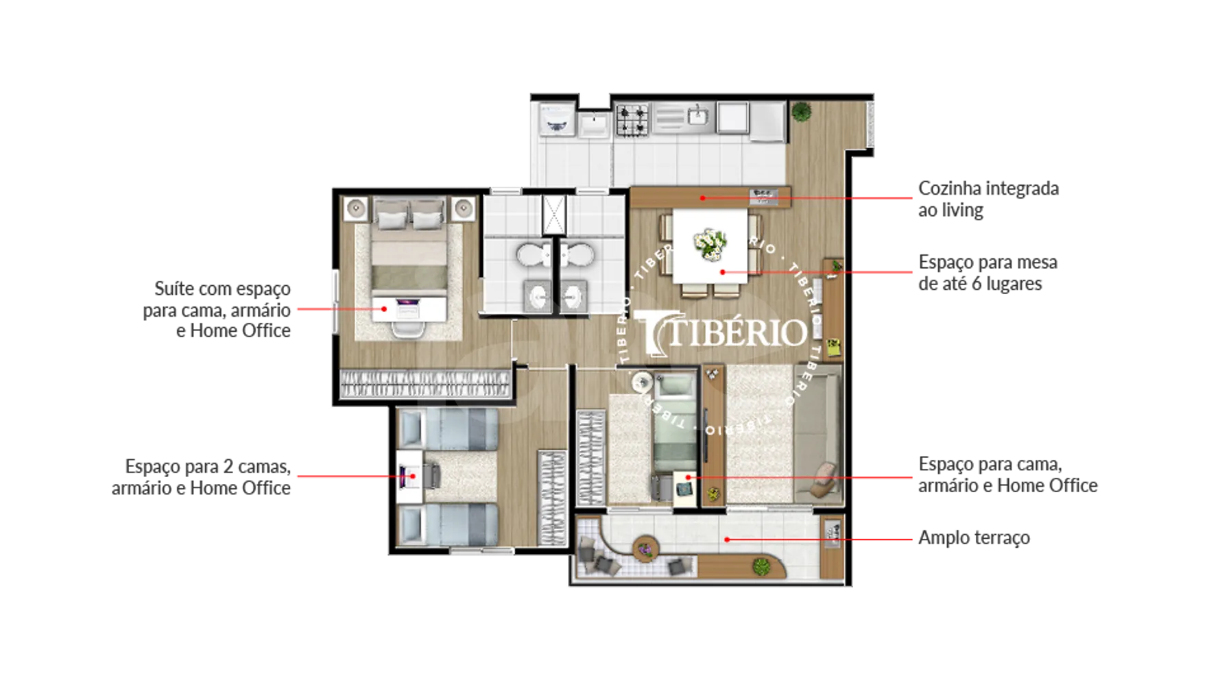 Planta — Apartamento 76,44 m²