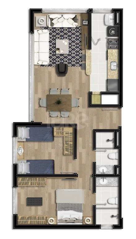 Planta — Apartamento 60,72 m²
