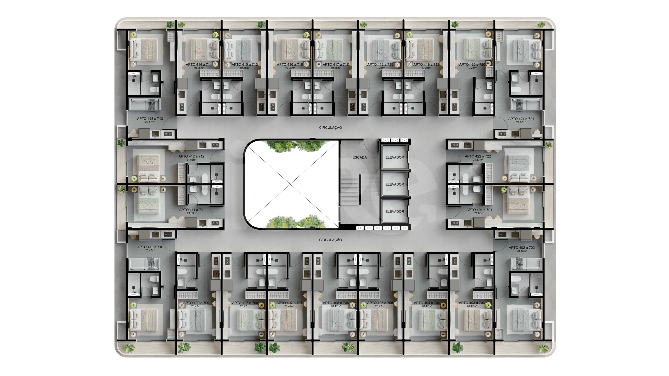 Planta — Pavimento 04 ao 07