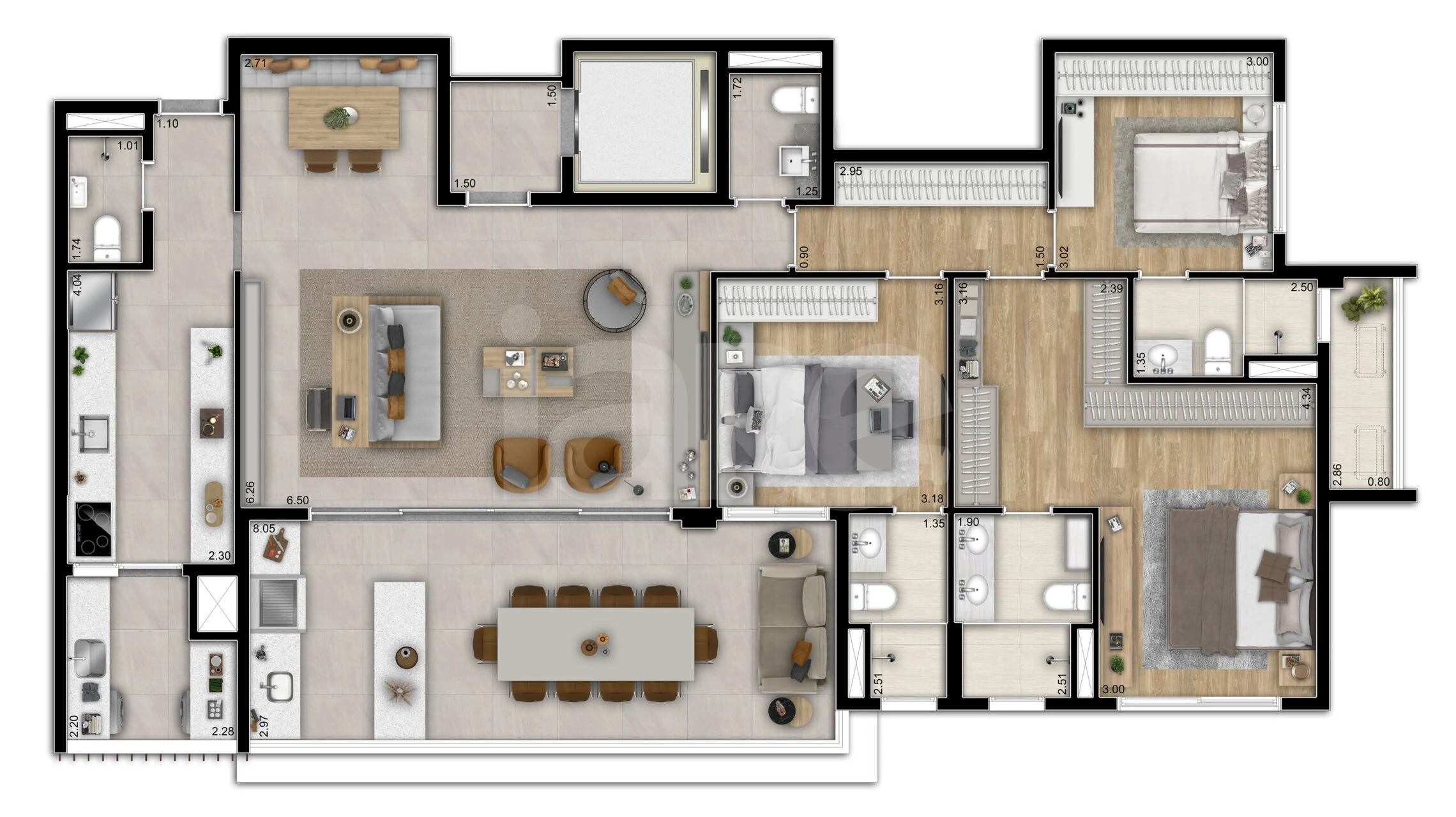Planta — Apartamento 160 m²