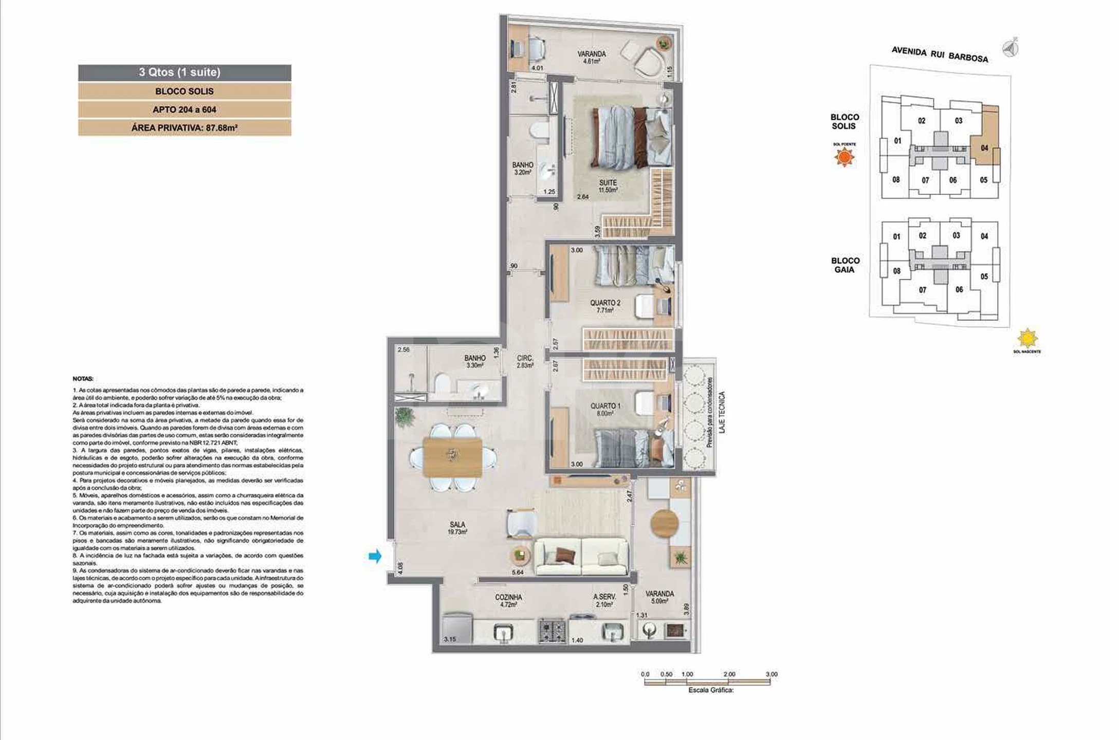 Planta — Apartamento 87,68 m²