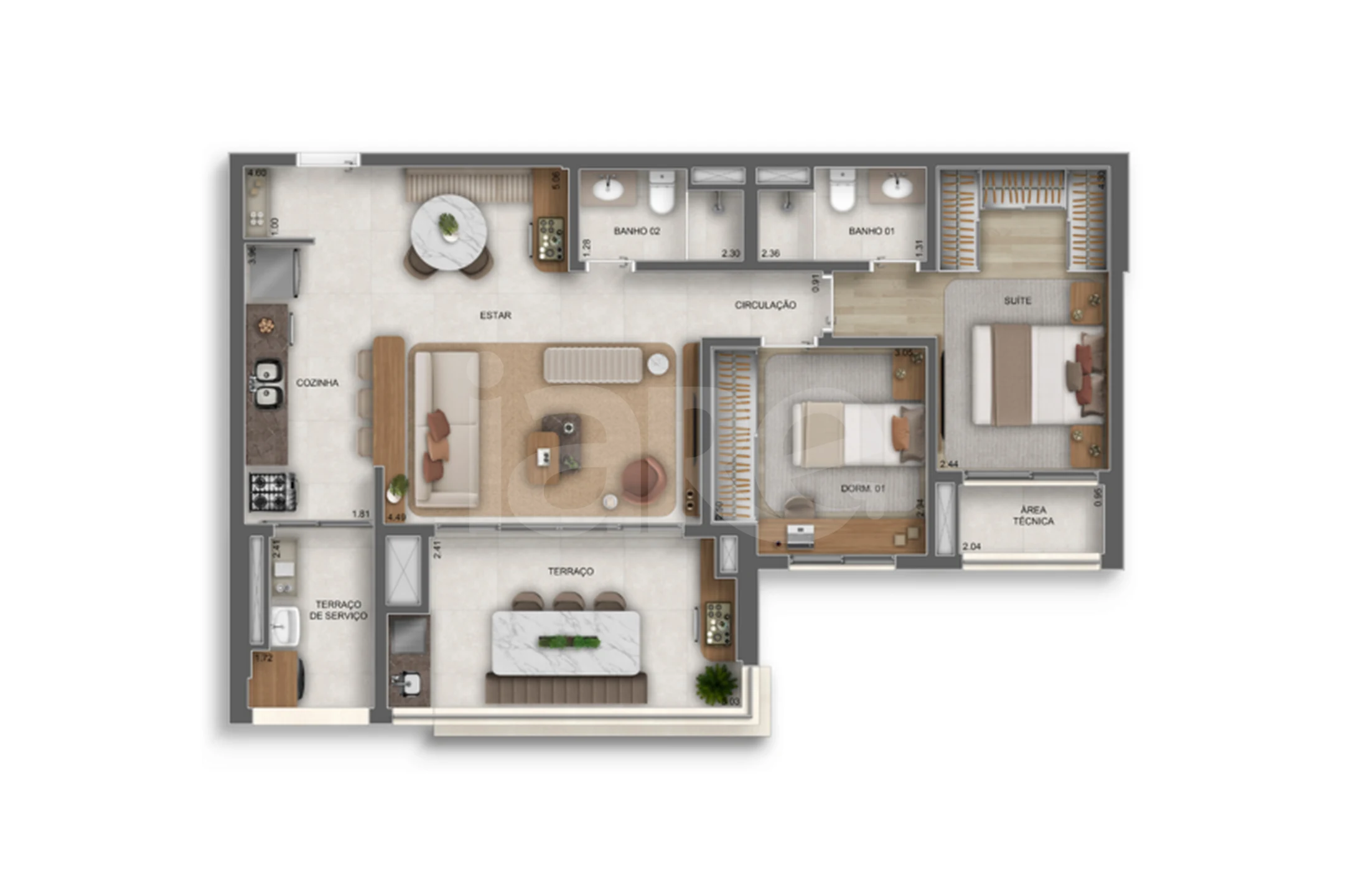 Planta — Apartamento 89,19 m²
