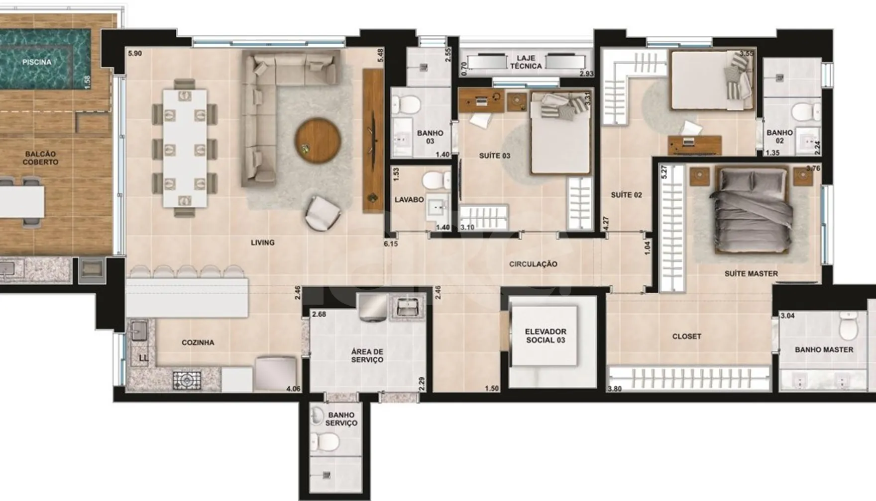 Planta — Apartamento 165,19 m²