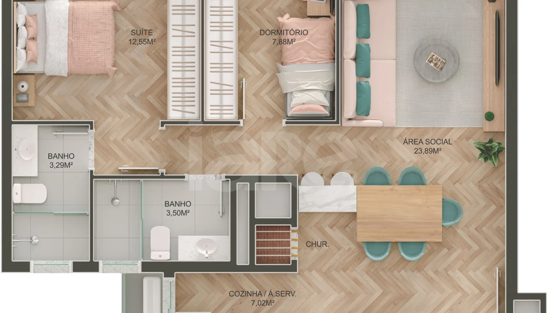Planta — Apartamento 70,66 m²