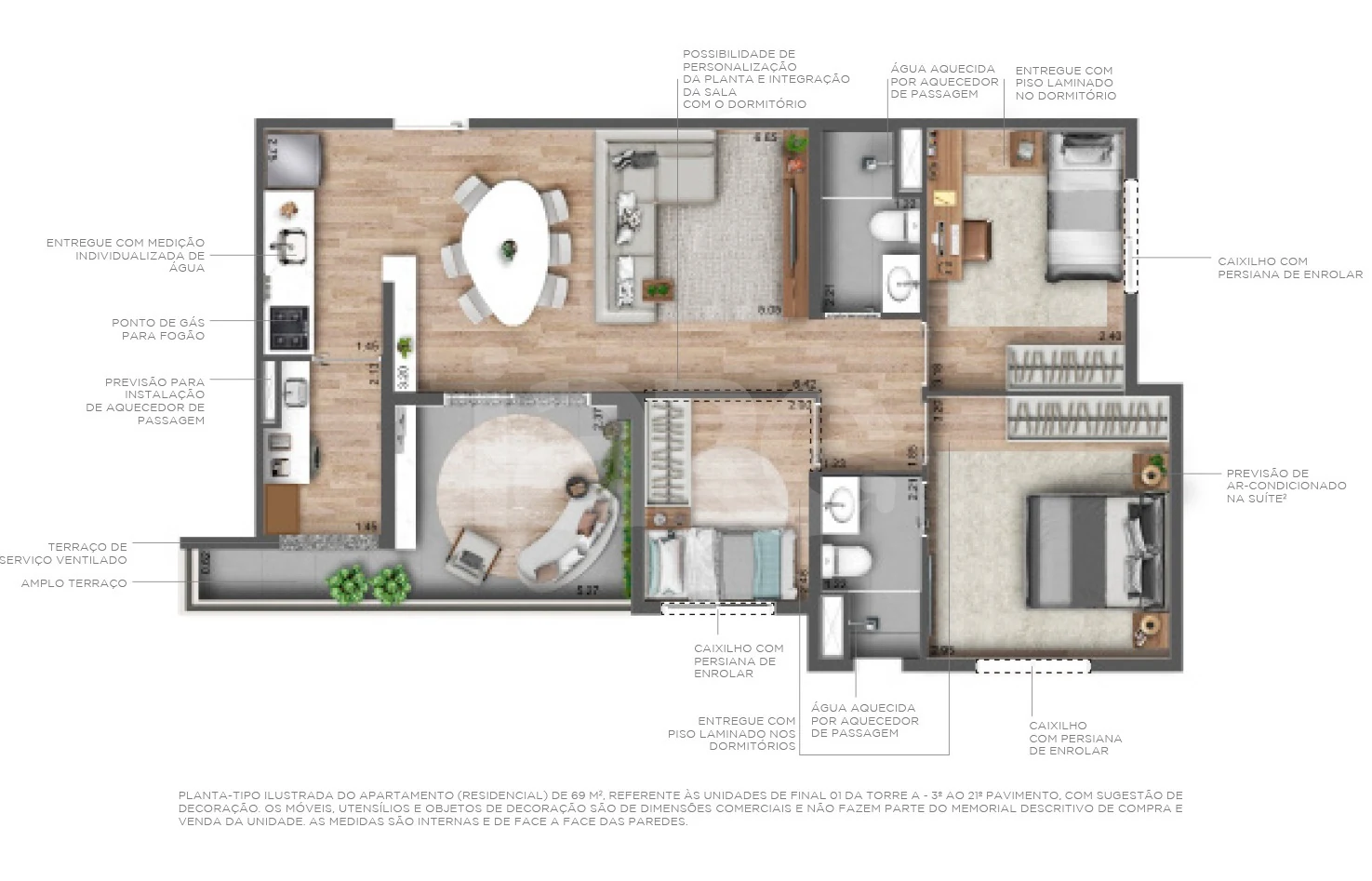 Planta — Apartamento 69,61 m²