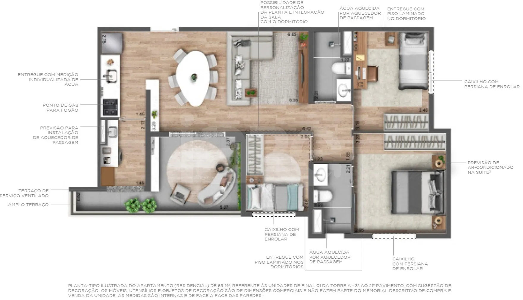 Planta — Apartamento 69,61 m²