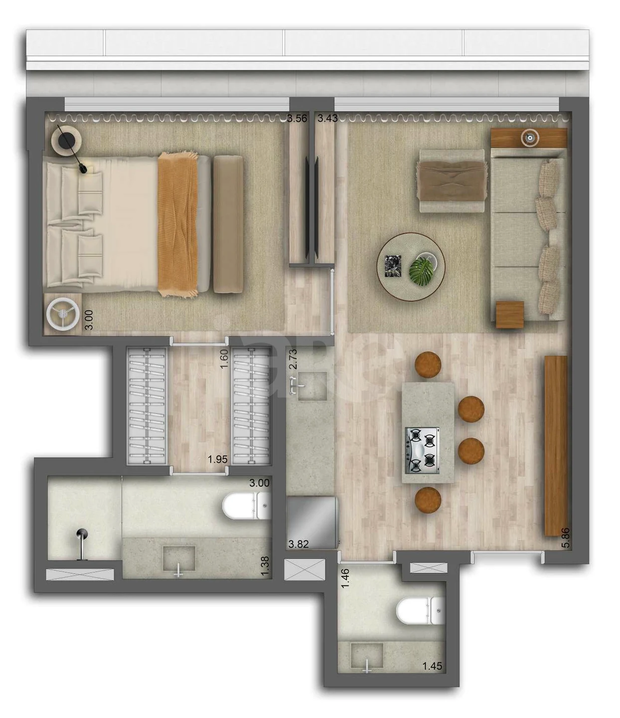 Planta — Apartamento 53,5 m²