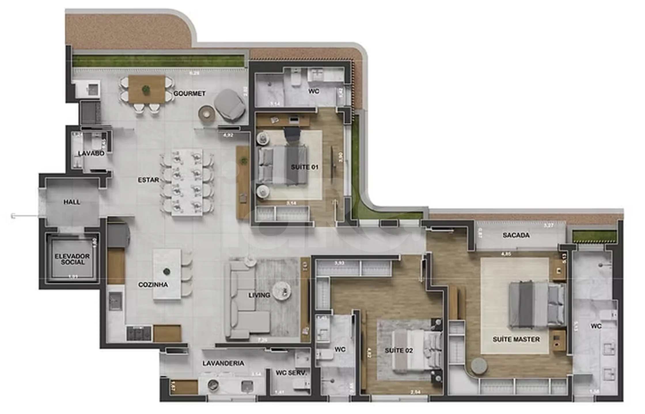 Planta — Planta final 02 - 3 dorm 166m²