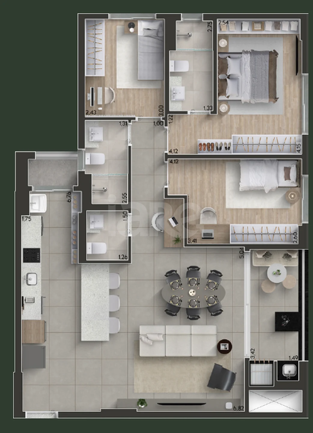 Planta — Apartamento 101,47 m²