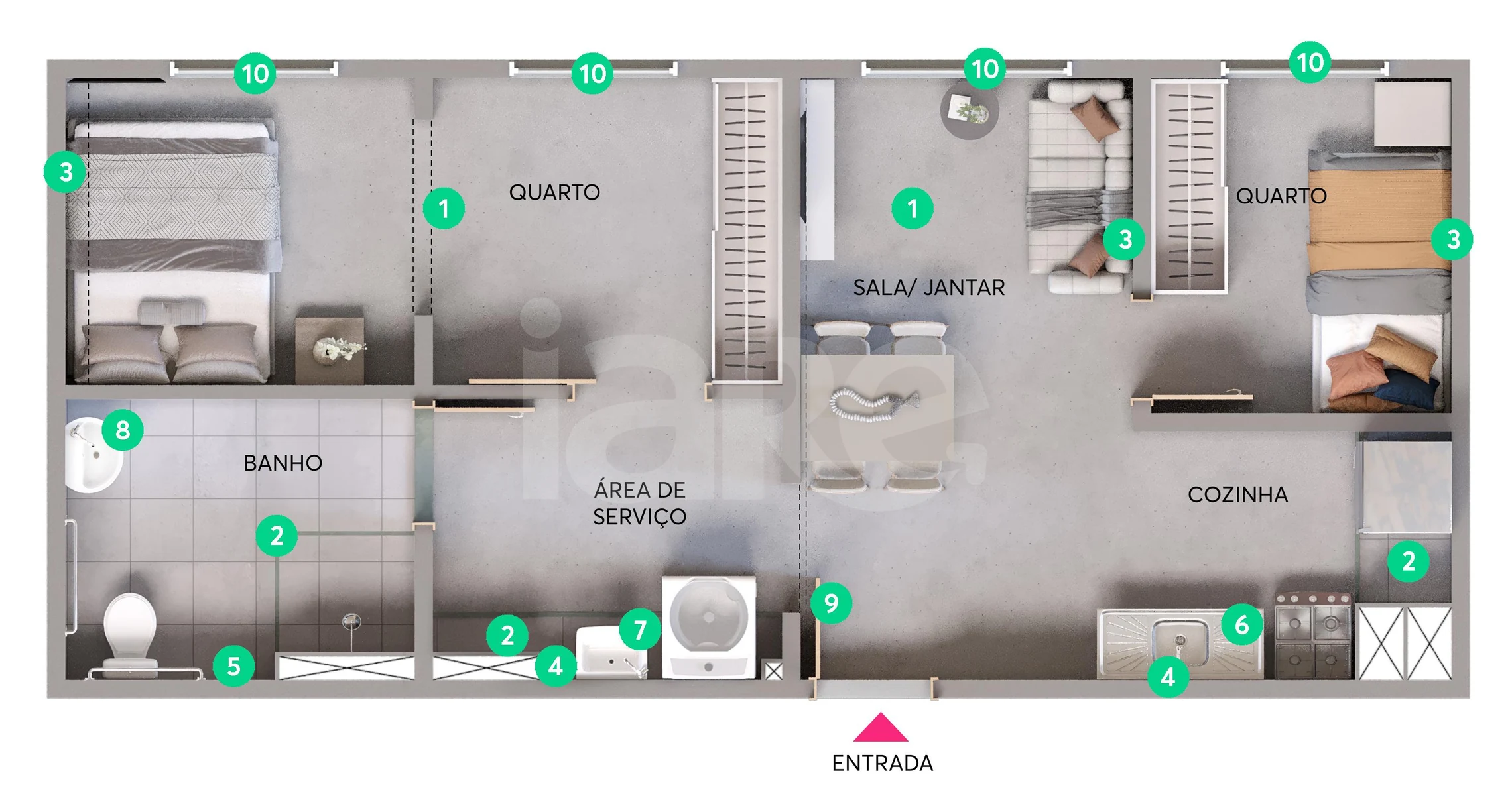 Planta — Apartamento 45,74 m²