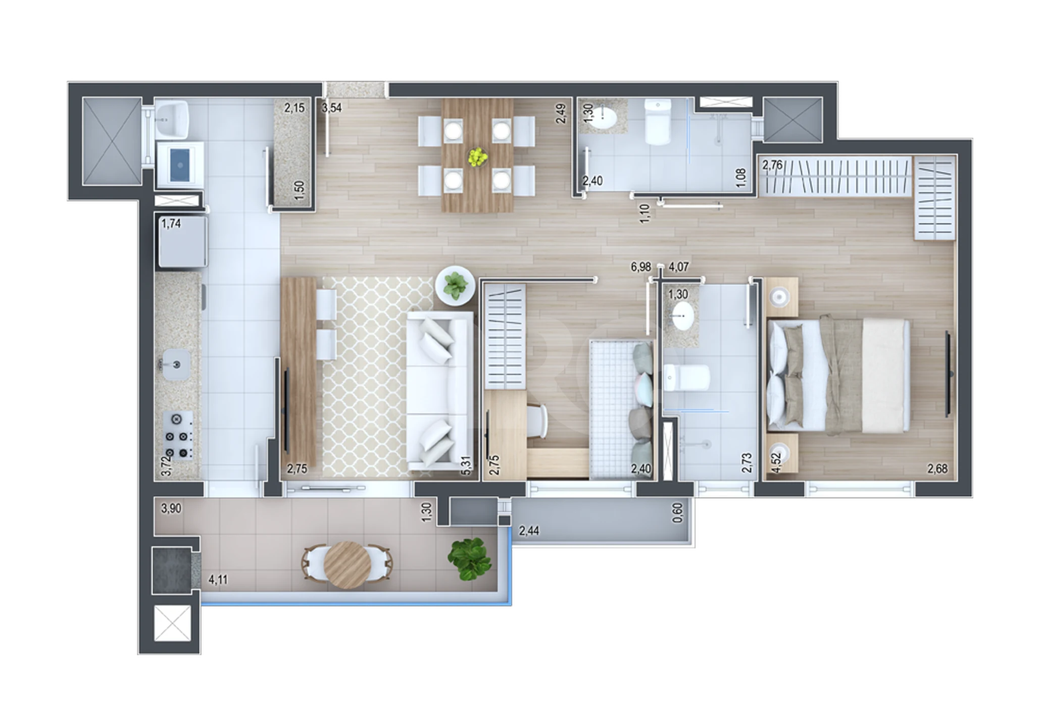 Planta — Apartamento 72,33 m²