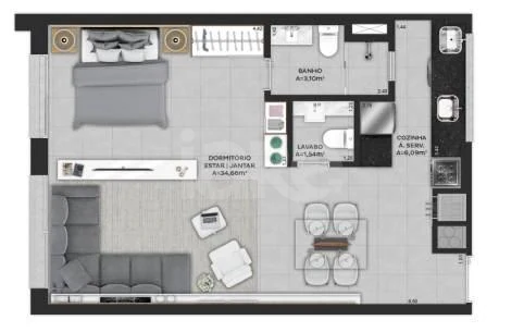 Planta — Apartamento 53,9 m²