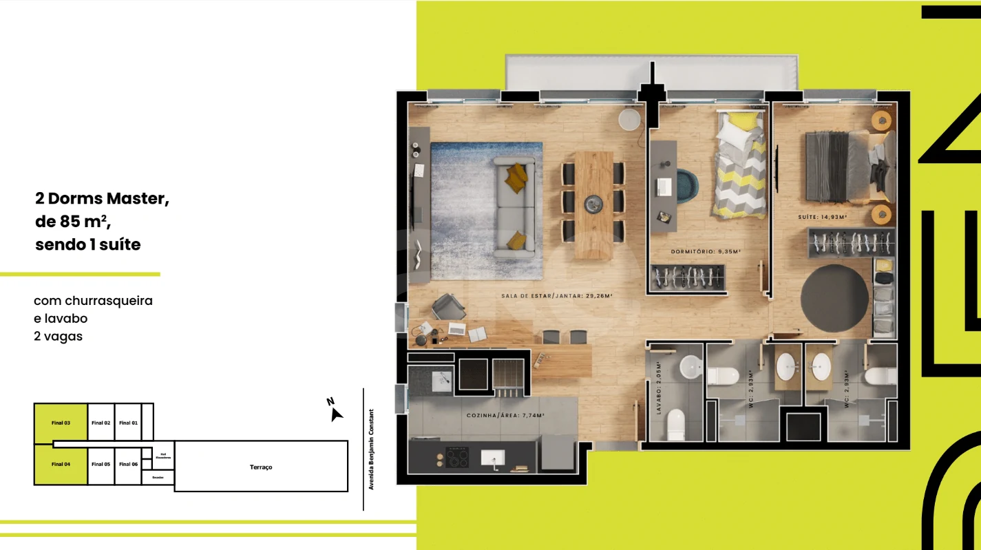 Planta — Apartamento 85,82 m²