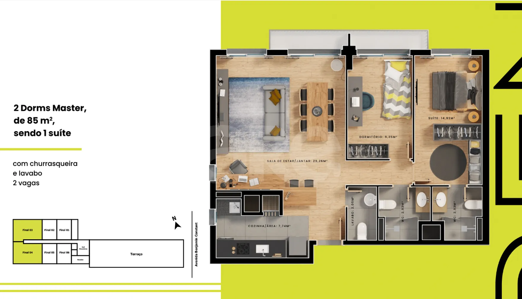 Planta — Apartamento 85,82 m²