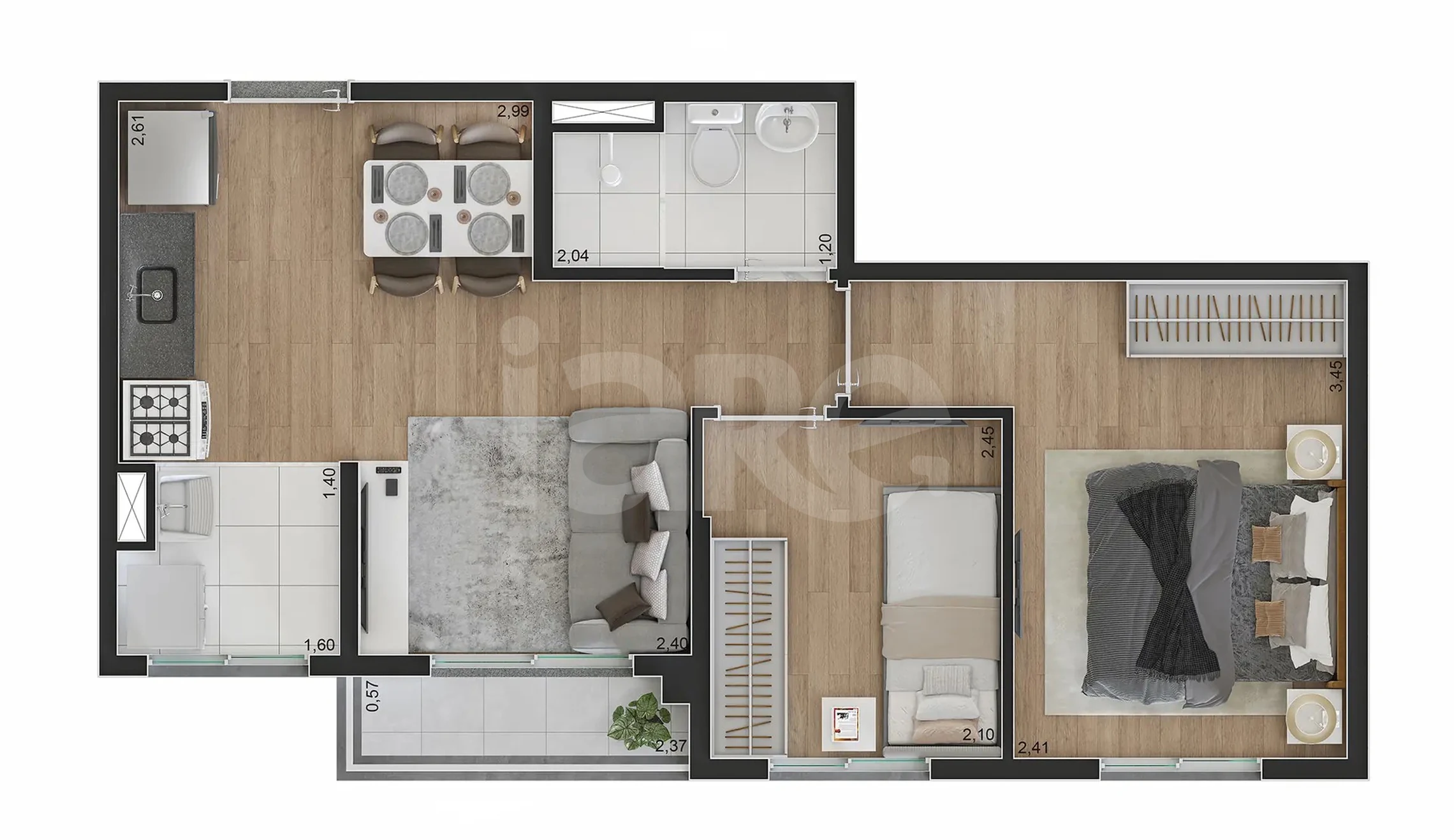 Planta — Apartamento 39,46 m²