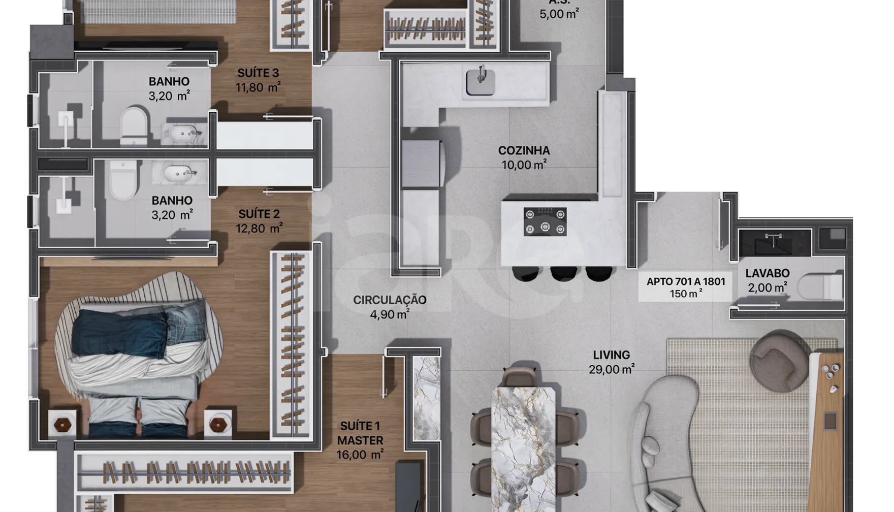 Planta — Apartamento 150 m²
