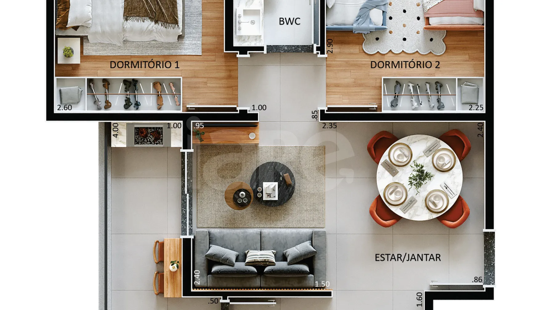 Planta — Apartamento 40,94 m²