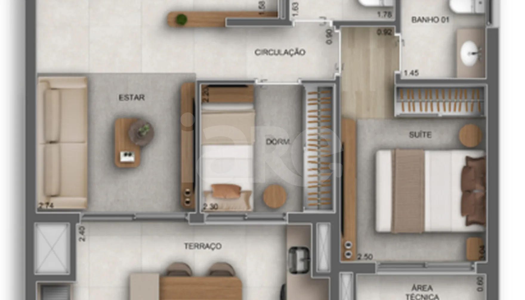 Planta — Apartamento 59 m²