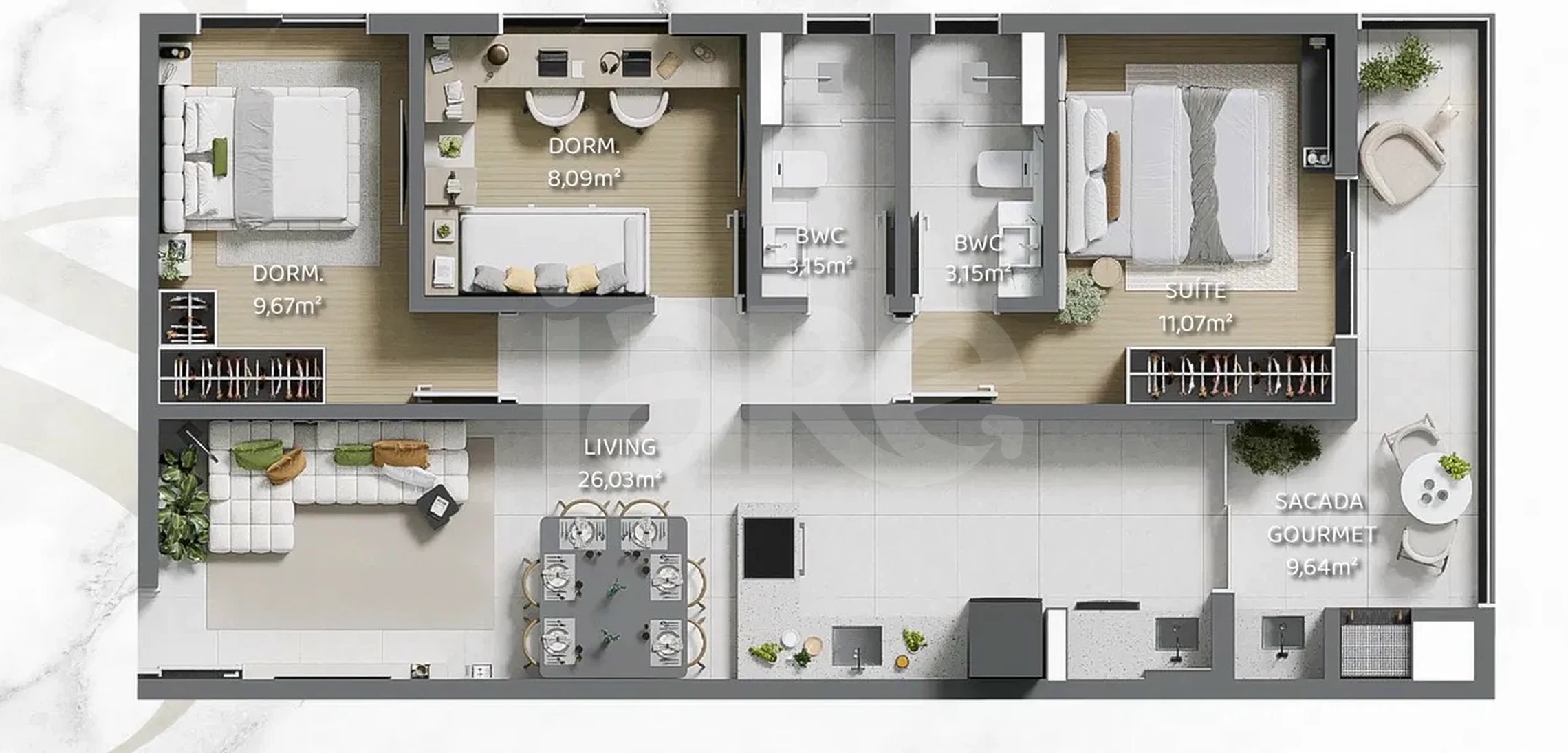 Planta — Apartamento 88,27 m²
