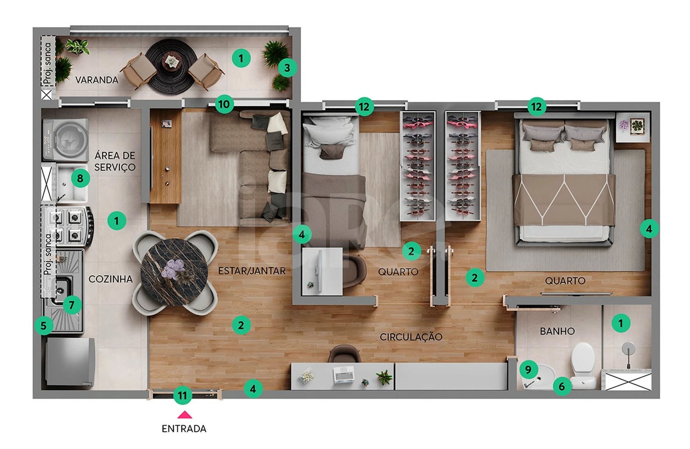 Planta — Apartamento 36,56 m²